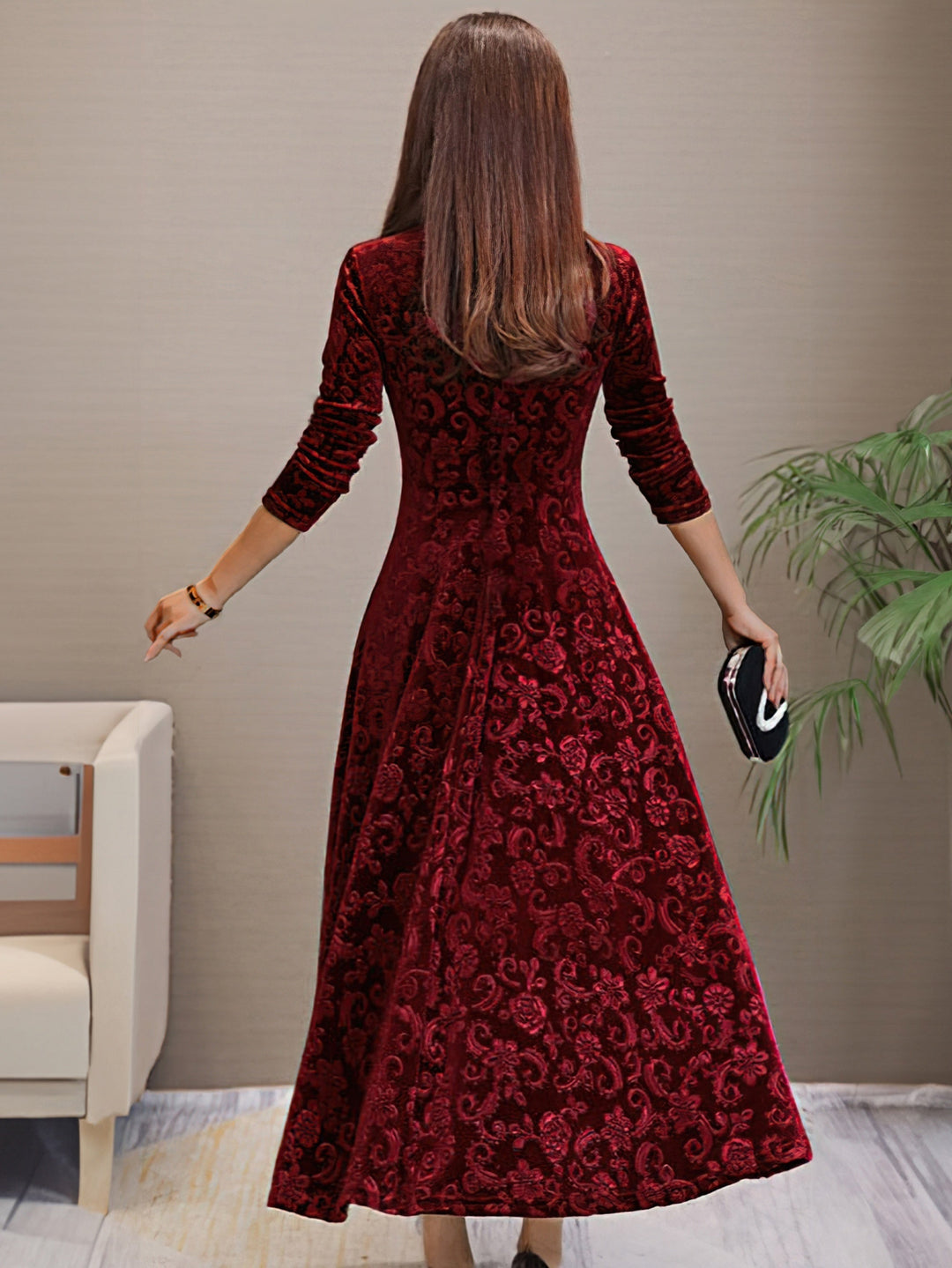 Justyna | Elegancka sukienka z aksamitnego materiału