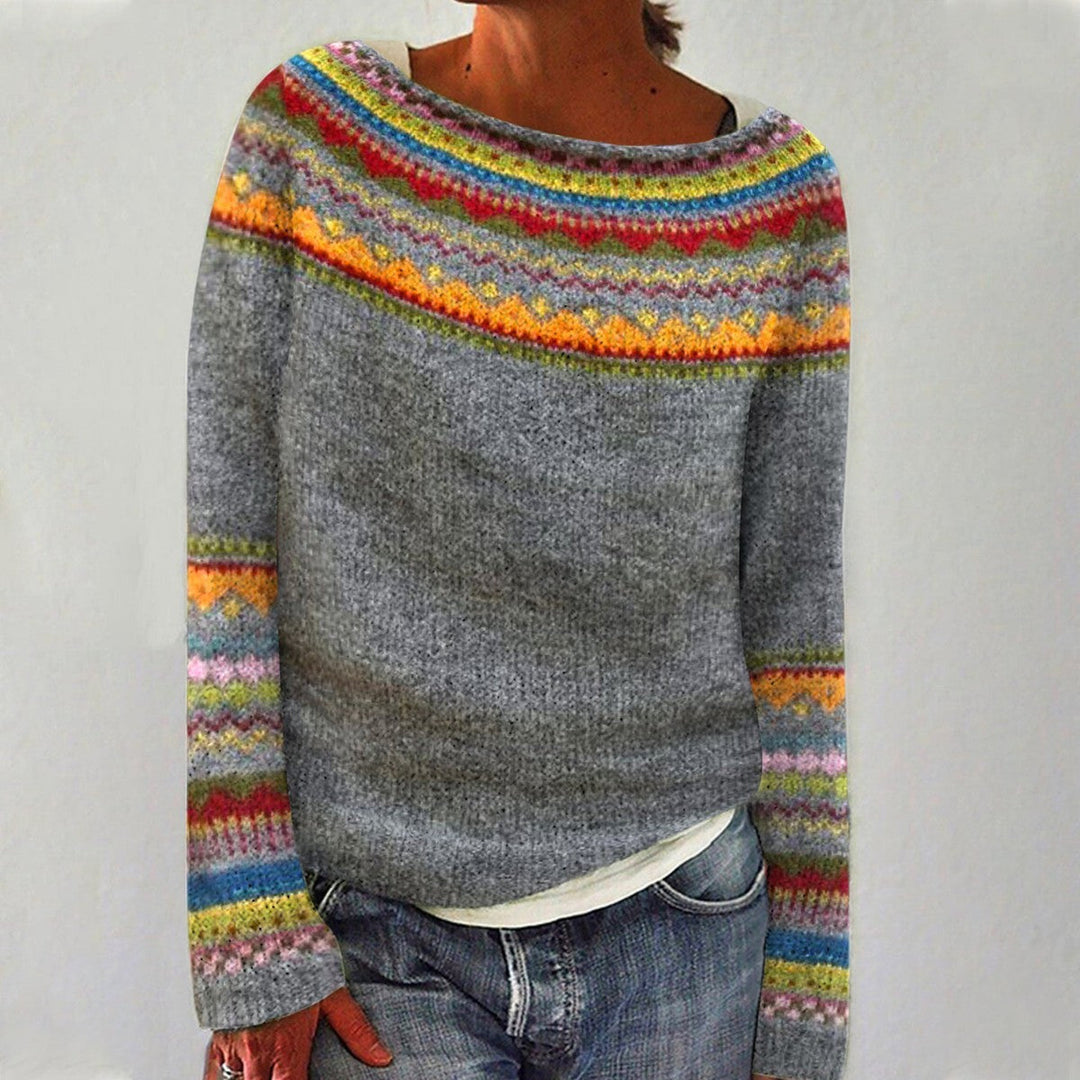 Carola™ Sweter z kolorowymi skandynawskimi wzorami