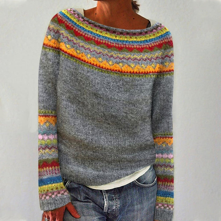 Carola™ Sweter z kolorowymi skandynawskimi wzorami