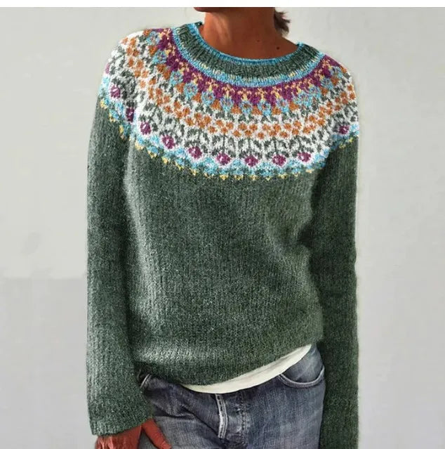 Carola™ Sweter z kolorowymi skandynawskimi wzorami