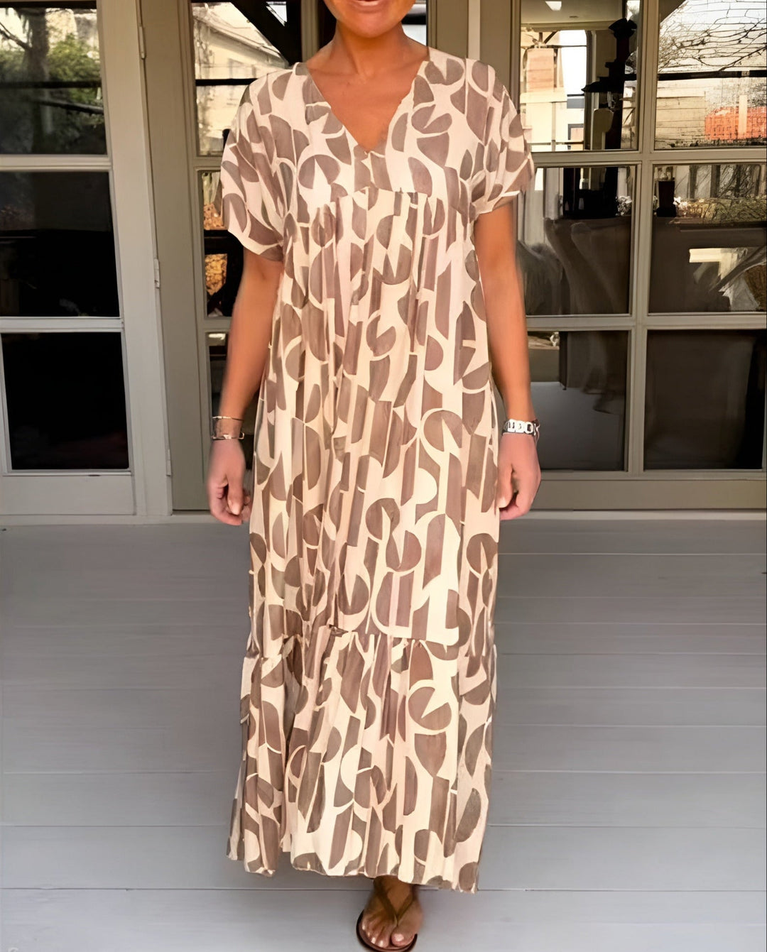Celina™ | Luźna sukienka z dekoltem w serek