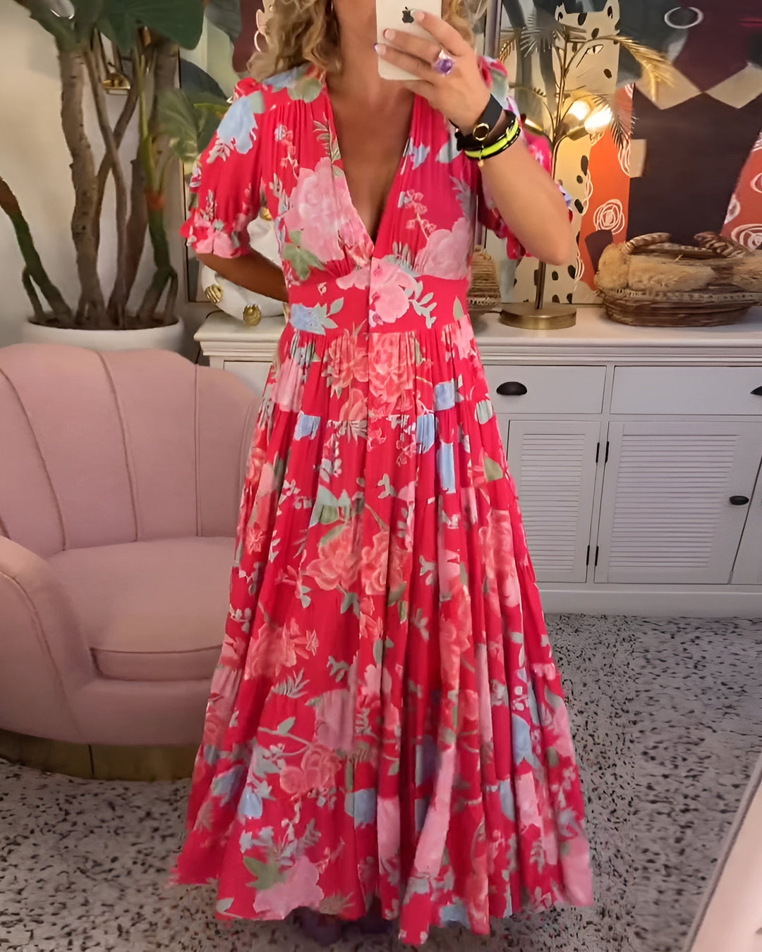 Carine™ | Sukienka w kwiaty z kieszeniami