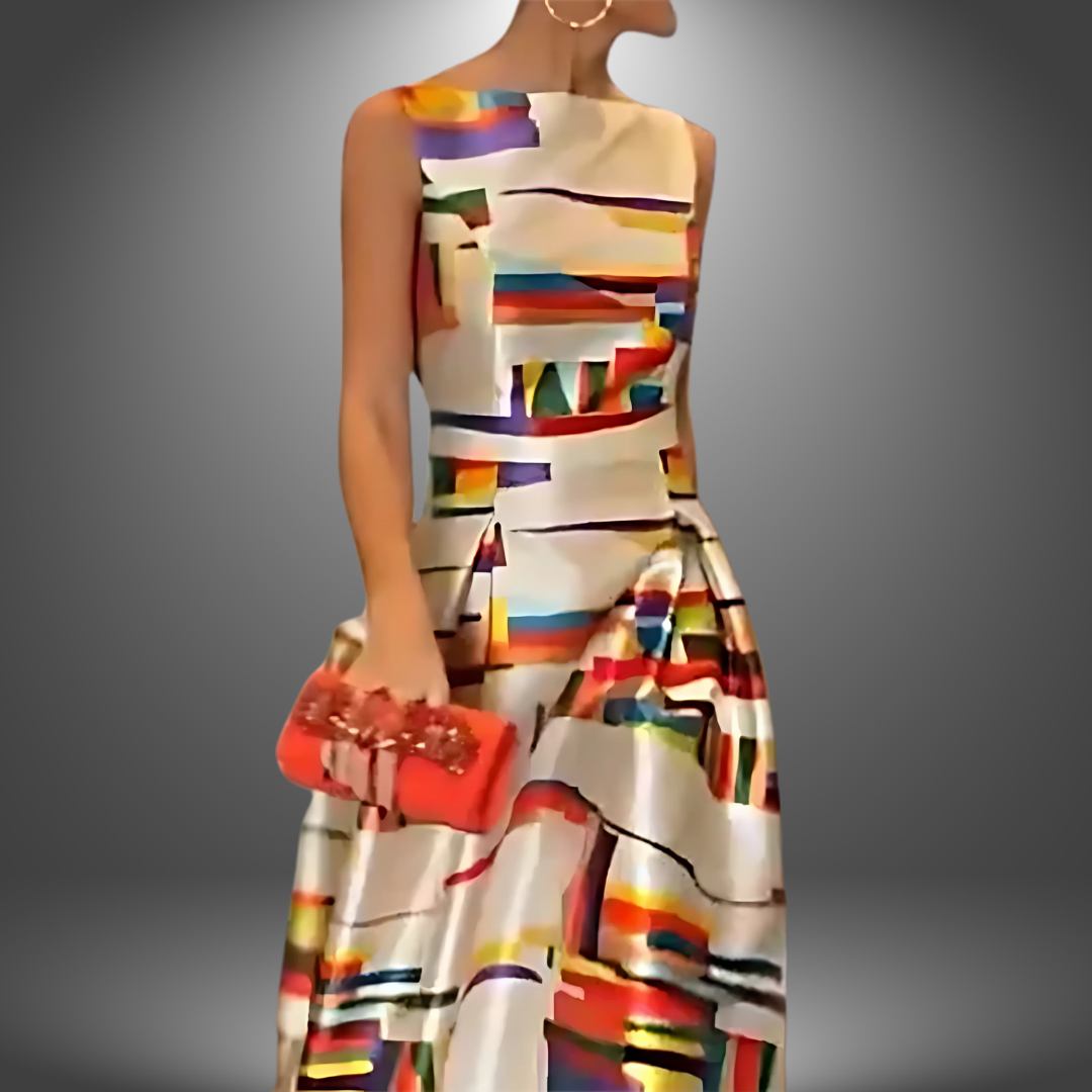 Eliza™ | Sukienka Maxi z Geometrycznym Wzorem dla Odważnej Letniej Elegancji