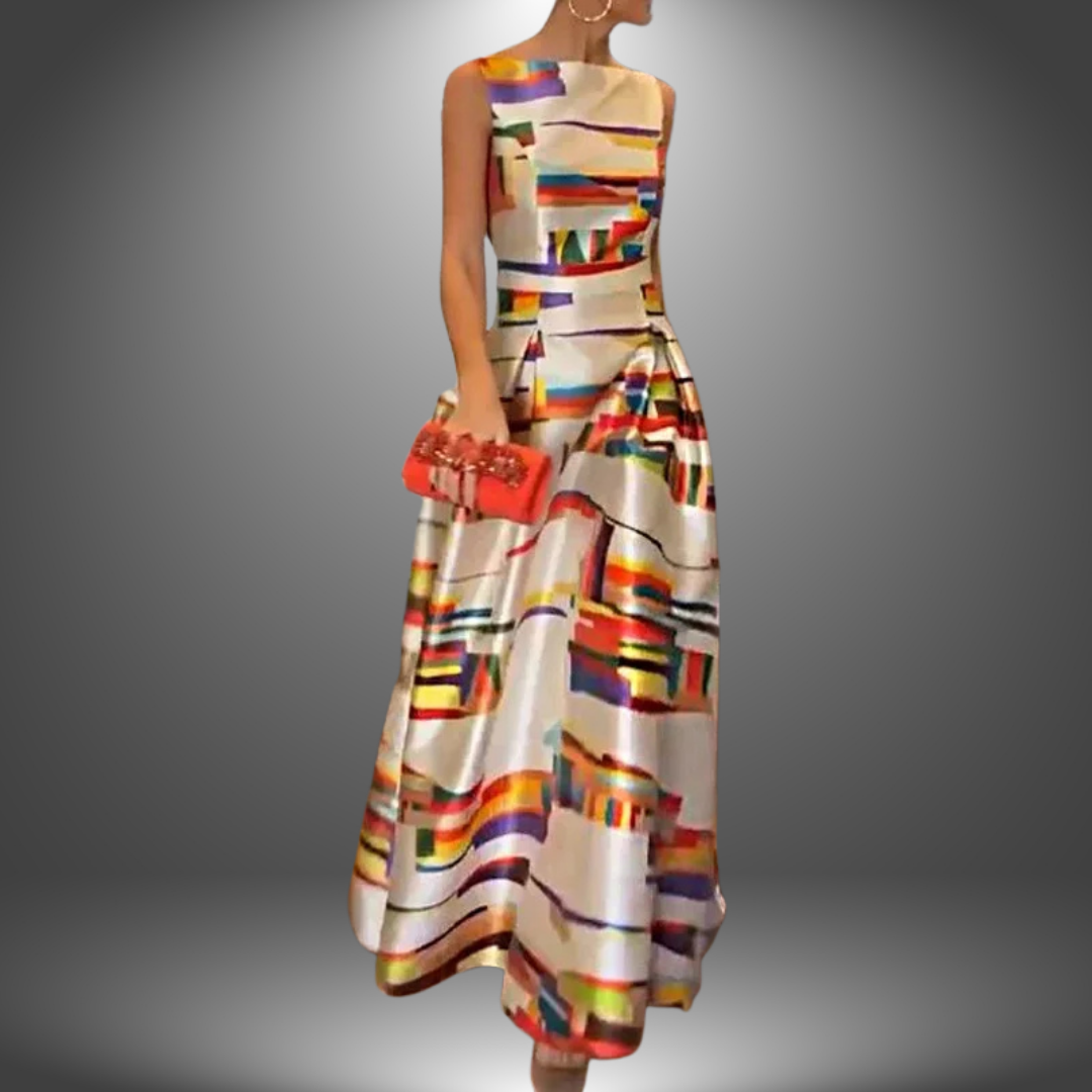 Eliza™ | Sukienka Maxi z Geometrycznym Wzorem dla Odważnej Letniej Elegancji
