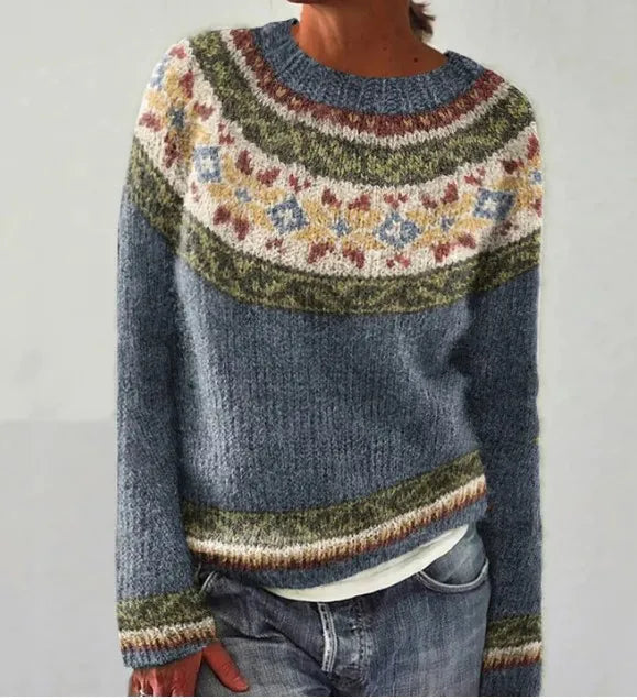 Carola™ Sweter z kolorowymi skandynawskimi wzorami