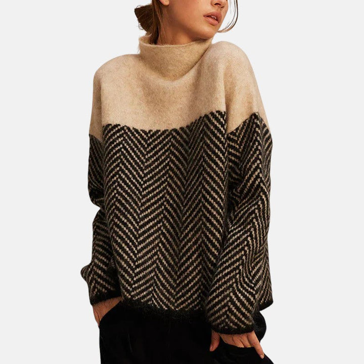 Lena | Elegancki damski sweter z jodełkowym wzorem