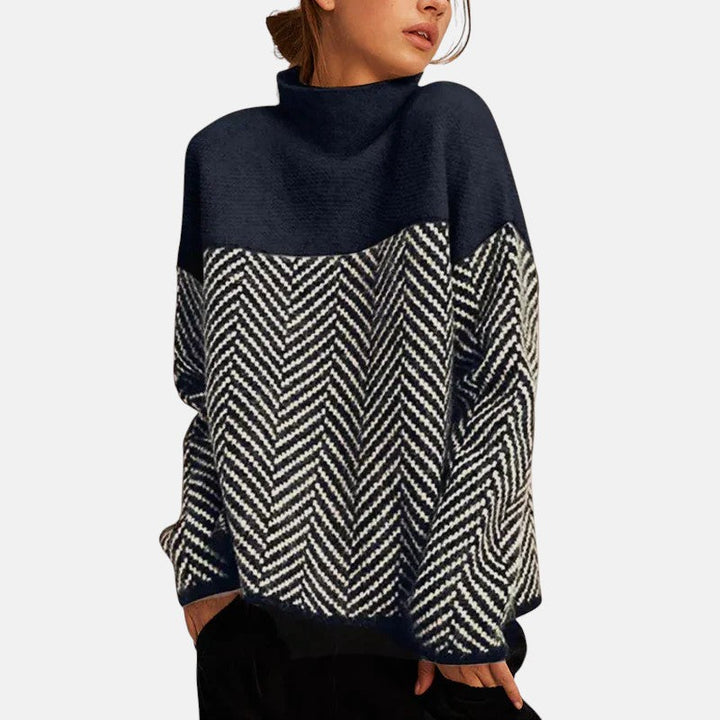 Lena | Elegancki damski sweter z jodełkowym wzorem