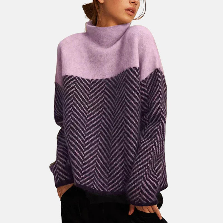 Lena | Elegancki damski sweter z jodełkowym wzorem