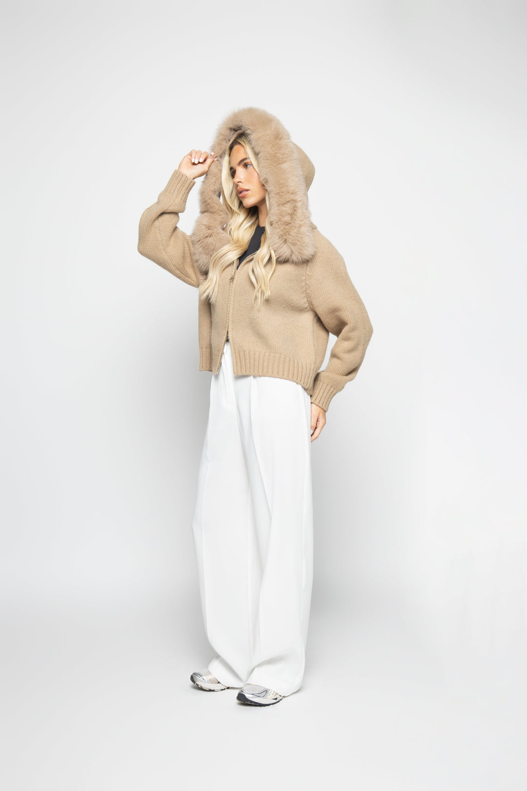 Kardigan Aksamitny - Khaki
