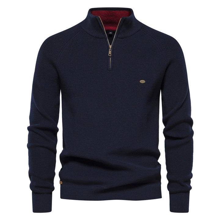 Witold | Luksusowy sweter męski z pół‑zamkiem