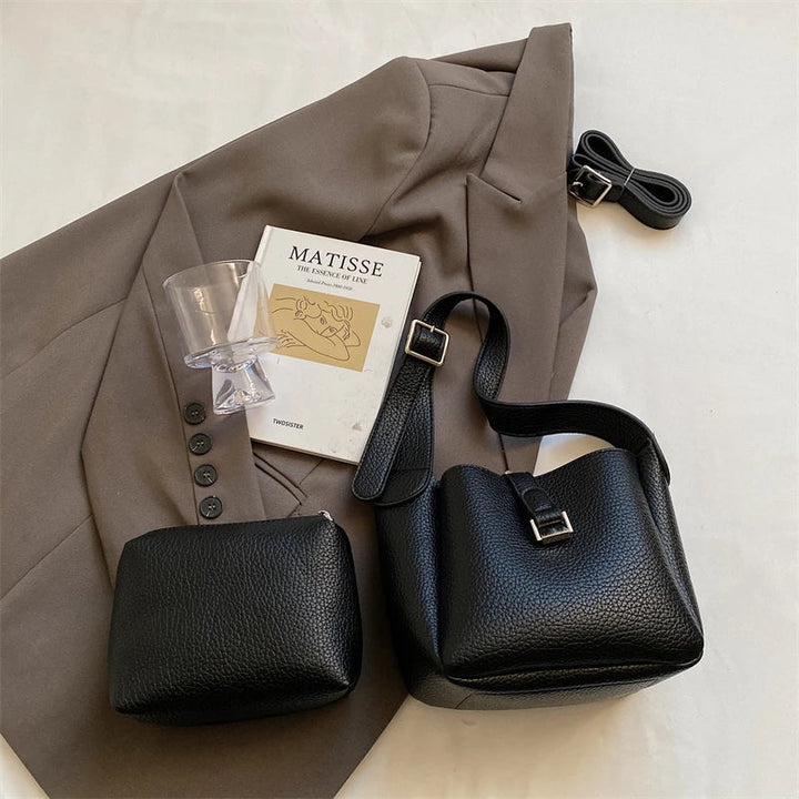 Iris™ – Elegancka torba bucket o skórzanym wykończeniu