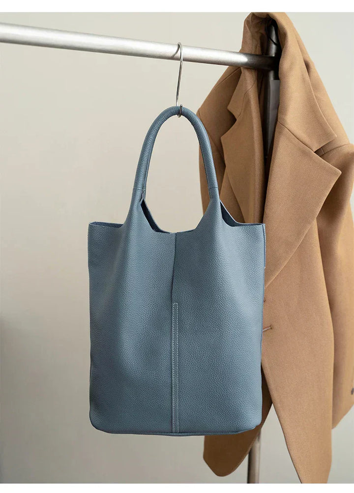 Saga™ – Luksusowa jasnoniebieska torba typu bucket z efektem skóry