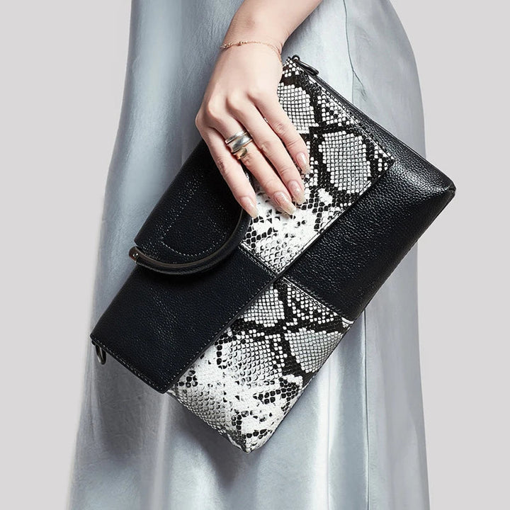 Celine™ - Elegancka czarna torebka o skórzanym wykończeniu