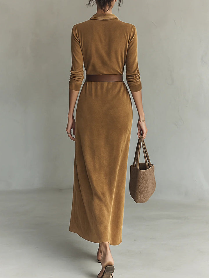 Adelina | Elegancka Sukienka Maxi z Kołnierzem