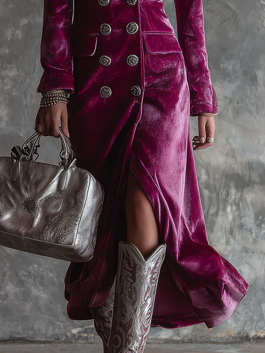 Viviana | Welurowa Sukienka Blazer Maxi