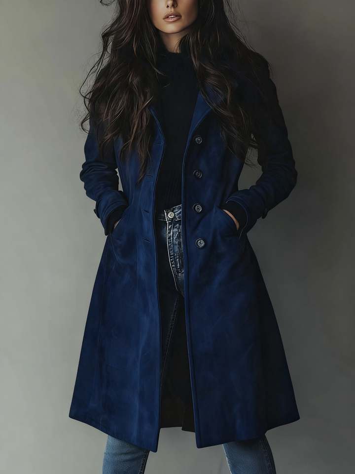 Konstancja | Zamszowy płaszcz trench w stylu vintage
