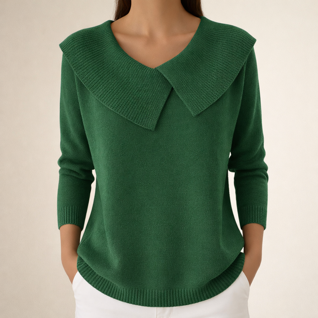 Wanda™ | Sweter Damski z Szerokim Kołnierzem