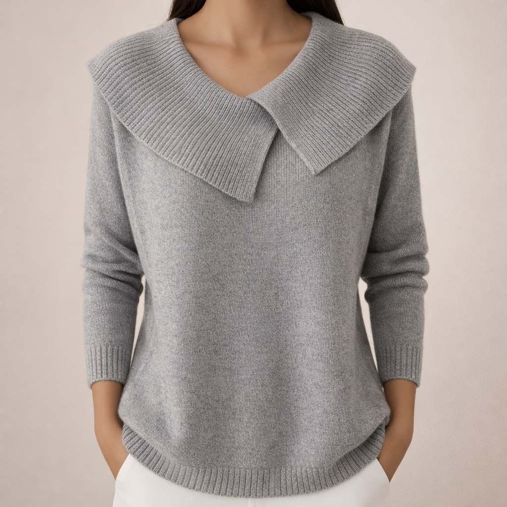 Wanda™ | Sweter Damski z Szerokim Kołnierzem