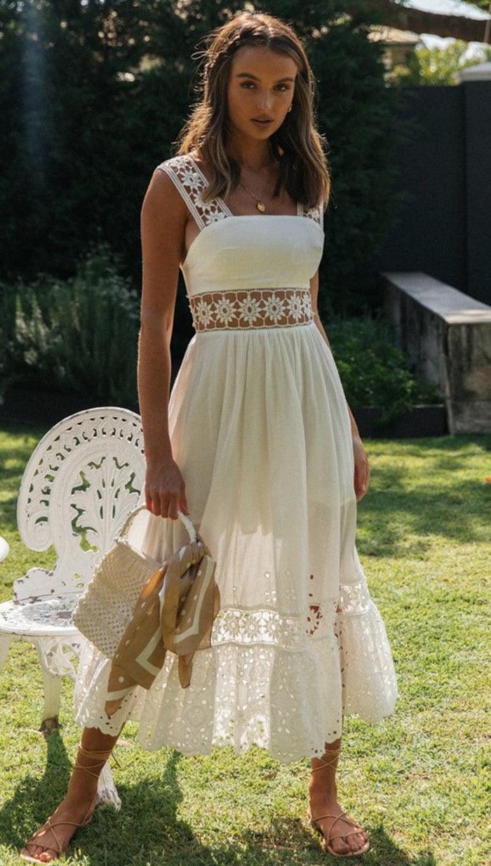 Janette™ | Biała sukienka boho