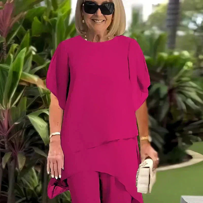 Uroczy zestaw topów o nieregularnym kroju 👗 Elegancki zestaw spodni z szerokimi nogawkami – Wygodny i idealny na wiosnę