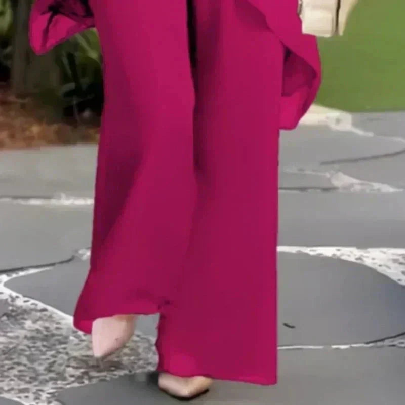 Uroczy zestaw topów o nieregularnym kroju 👗 Elegancki zestaw spodni z szerokimi nogawkami – Wygodny i idealny na wiosnę