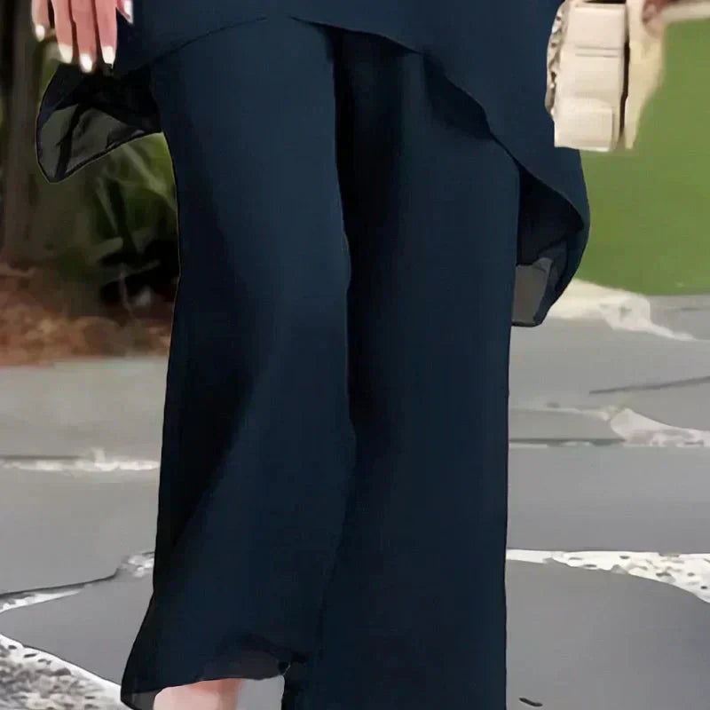 Uroczy zestaw topów o nieregularnym kroju 👗 Elegancki zestaw spodni z szerokimi nogawkami – Wygodny i idealny na wiosnę